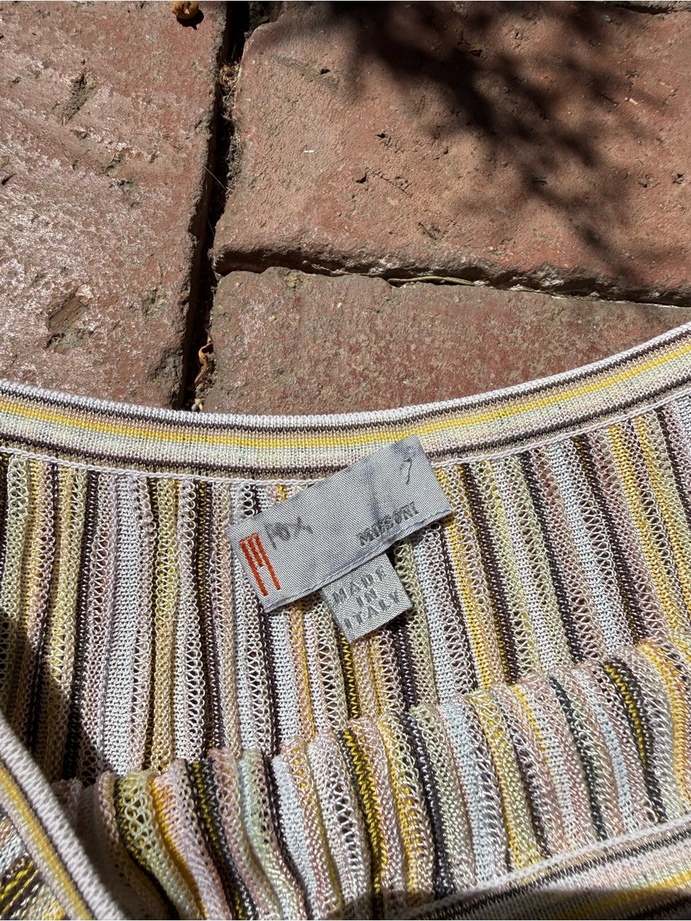 Missoni Vertical Stripe Knit Midi Skirt in Yellow, Cream and Gray - Picture 2 of 4